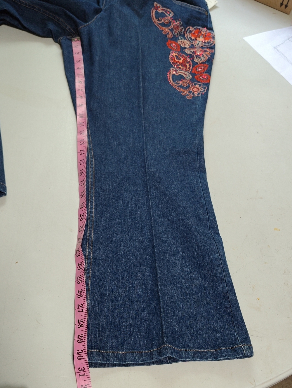 Christopher & Banks Cotton Stretch Embroidered Floral Boot Cut Jeans Size 20W - Picture 12 of 15